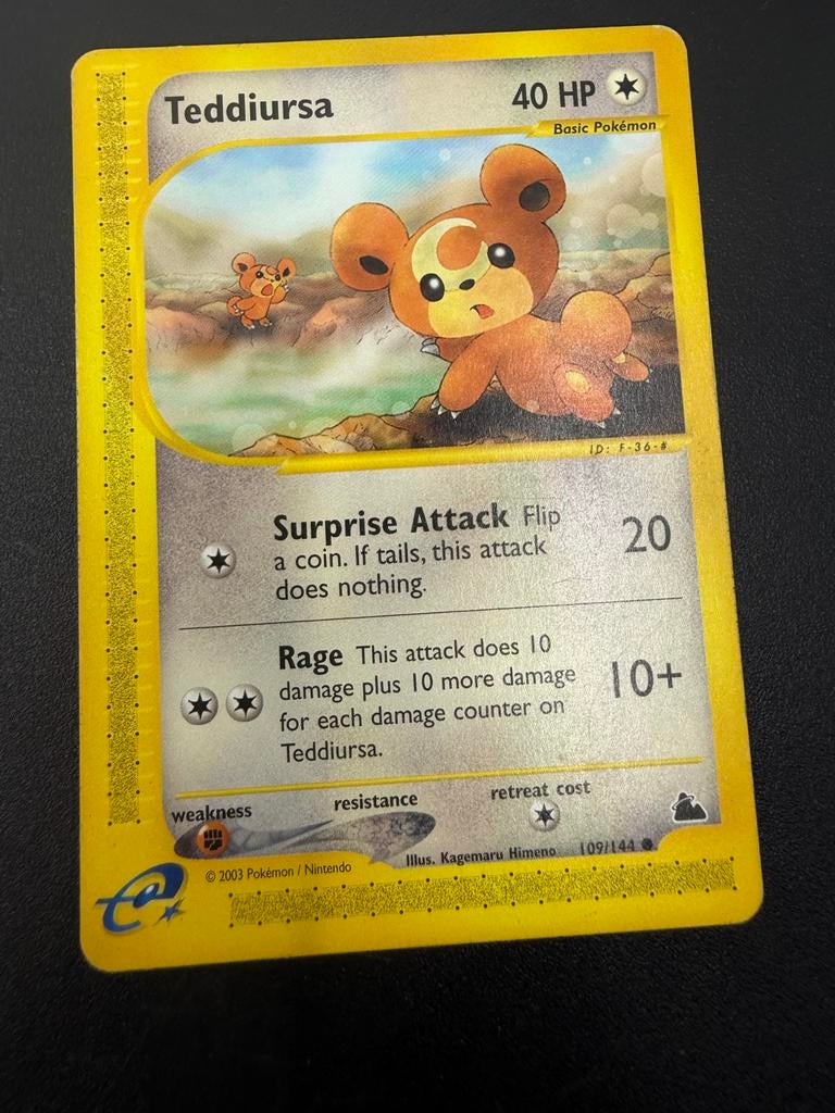 Pokémon Kaart Teddiursa 109/144 (2003), Ophalen of Verzenden, Gebruikt, Losse kaart