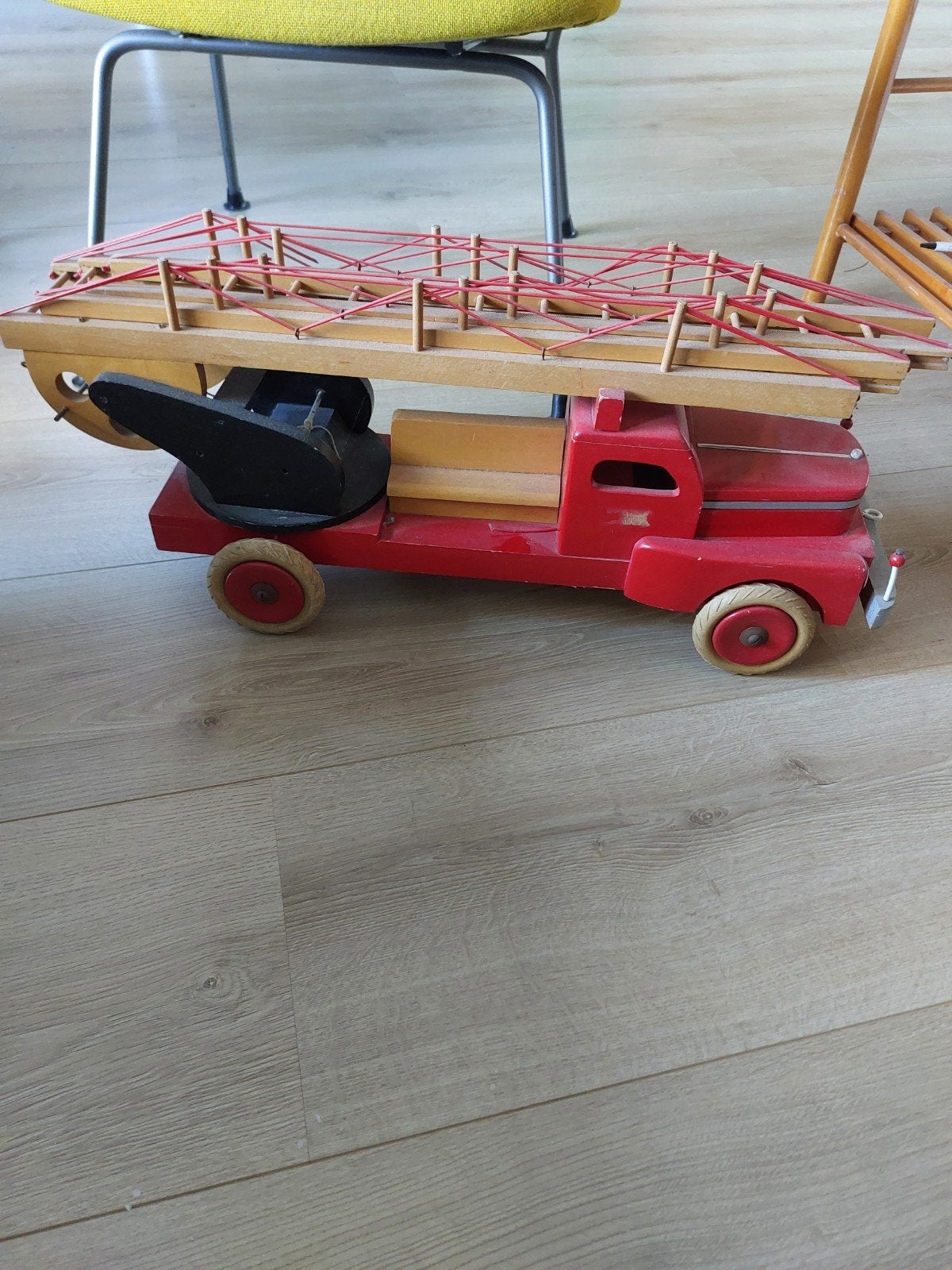Vintage Houten Brio Brandweer wagen - Decoratief Speelgoed, Ophalen of Verzenden, Gebruikt