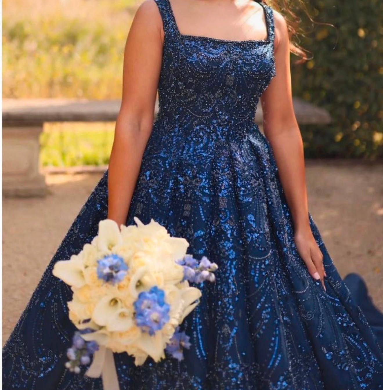 Verlovingjurk, Kleding | Dames, Ophalen of Verzenden, Zo goed als nieuw, Blauw, Trouwjurk