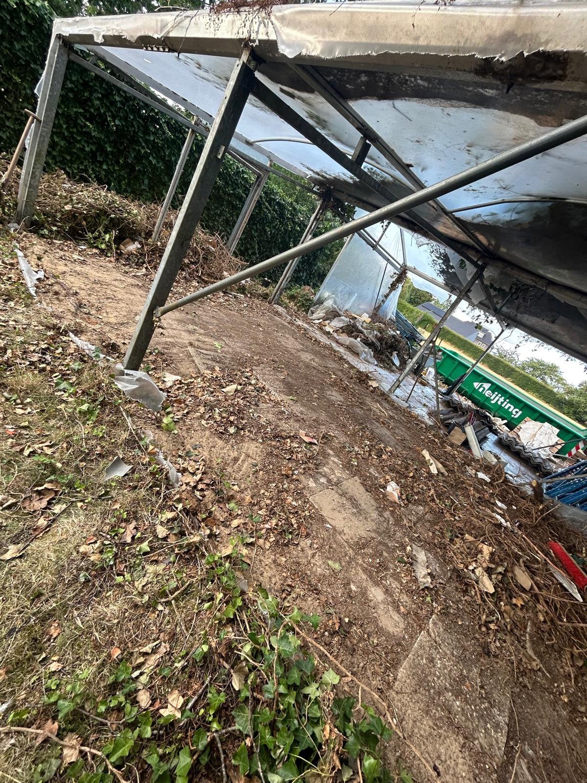 Foliekasframe ca. 25 m² + aanbouw – volledig RVS & aluminium, Ophalen, Folie, Gebruikt, Staal