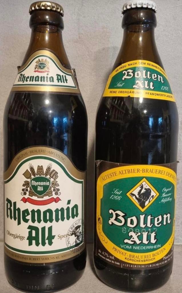 Vintage set Alt bieren: Rhenania (geen tht) & Bolten '88-'91, Ophalen of Verzenden, Gebruikt, Flesje(s), Overige merken