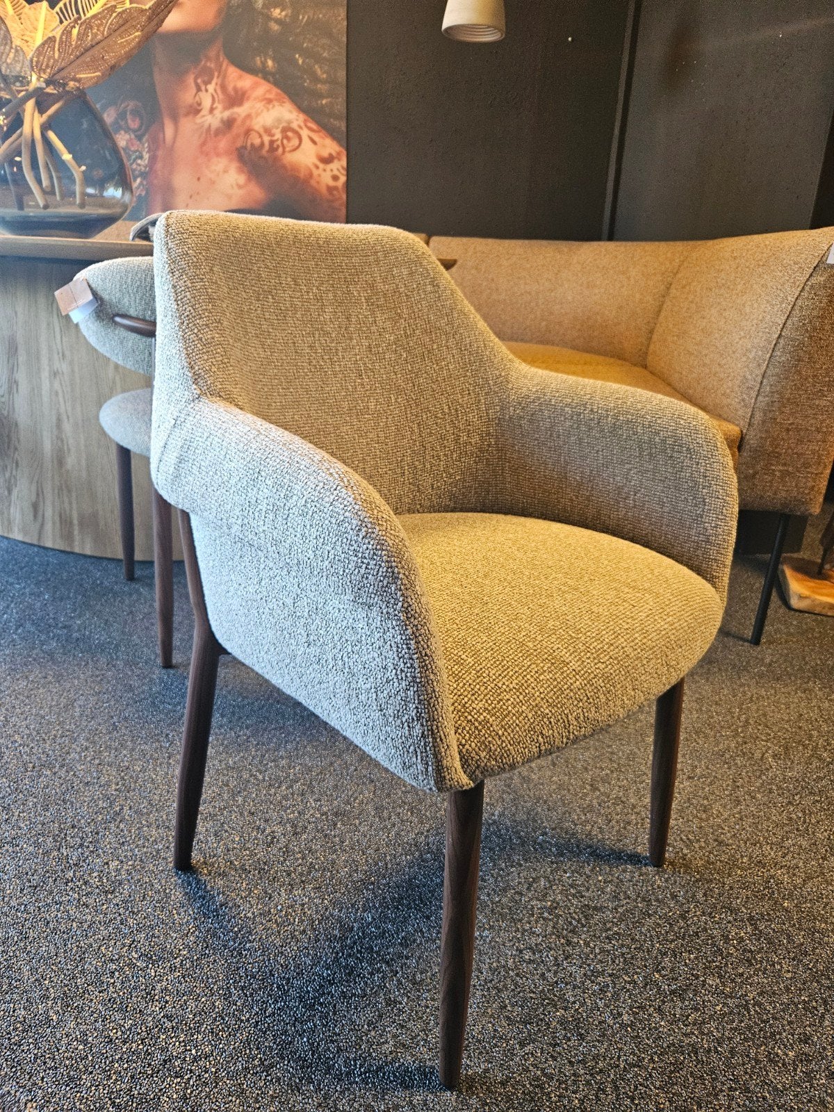 Eetkamer stoel GEORGE stalen frame houtkleur