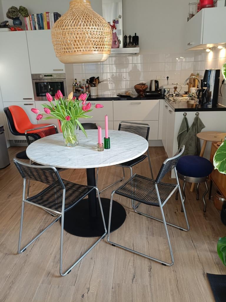 4x Vintage IKEA Melker Spaghetti Stoelen, Ophalen, Gebruikt, Zwart, Vier