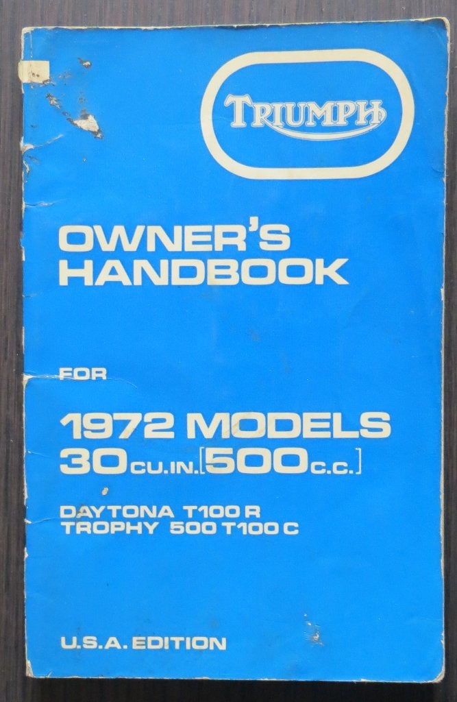 Triumph Owner's Handbook 500cc twins - USA edition 1972, Verzenden, Triumph