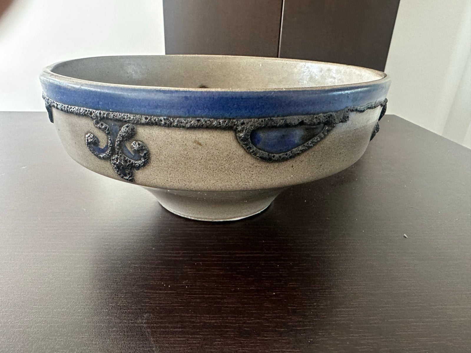 Vintage Aardewerk Kom - Blauw en Grijs Decor, Antiek en Kunst, Ophalen of Verzenden