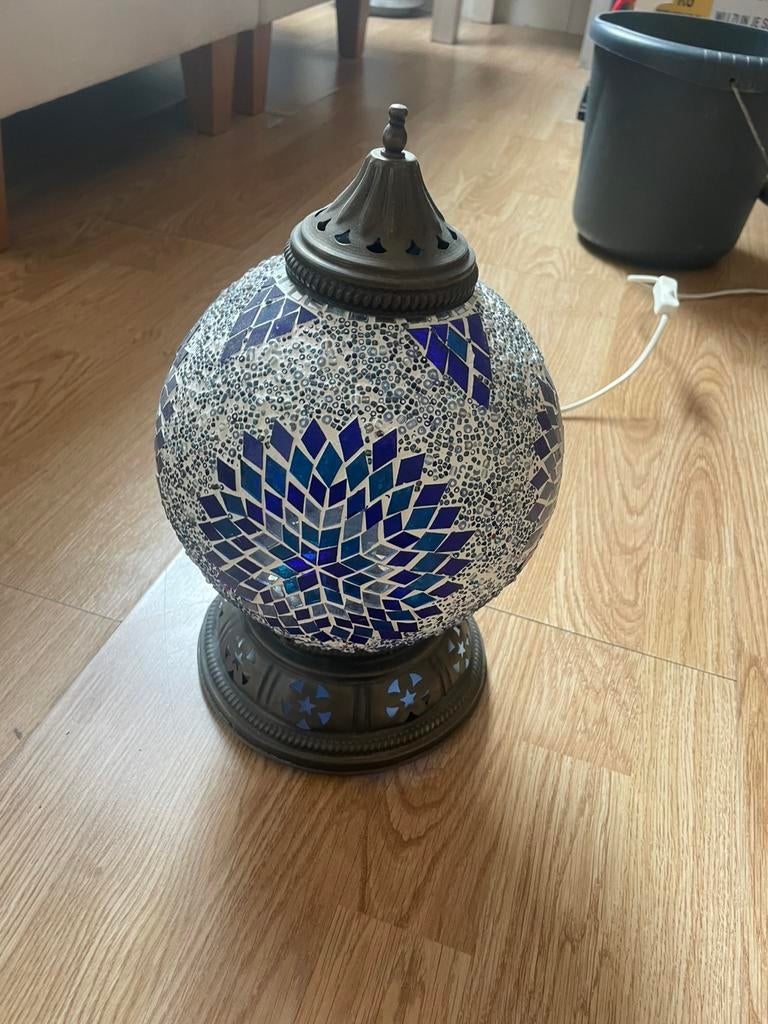 mozaïek lampje in het blauw, Huis en Inrichting, Ophalen of Verzenden, Zo goed als nieuw, Glas, Minder dan 50 cm