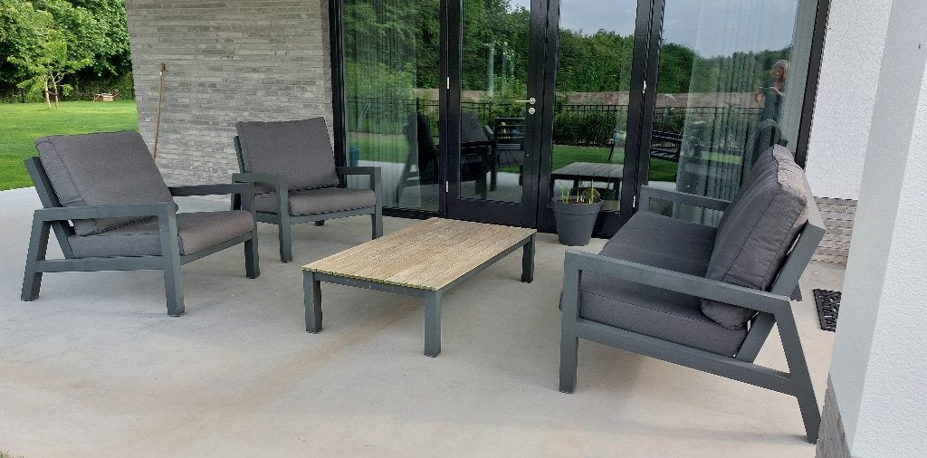Suns Lago 4 delige Loungeset (2 stoelen, bank en tafel), Tuin en Terras, Tuinsets en Loungesets, Gebruikt, Loungeset, Aluminium