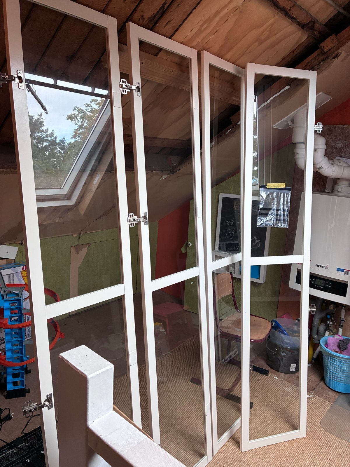 Ikea Billy Boekenkast deuren 4 witte ramen met dubbelglas, Ophalen, Gevelraam of Ruit, Gebruikt, 80 tot 120 cm