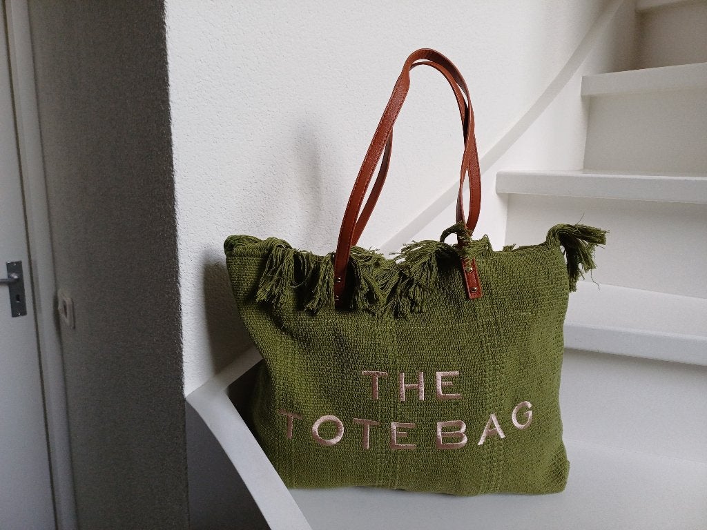 TAS THE TOTE BAG GROEN Z.G.A.N. (ZIE FOTO'S), Sieraden, Tassen en Uiterlijk, Ophalen of Verzenden, Zo goed als nieuw, Groen, Shopper