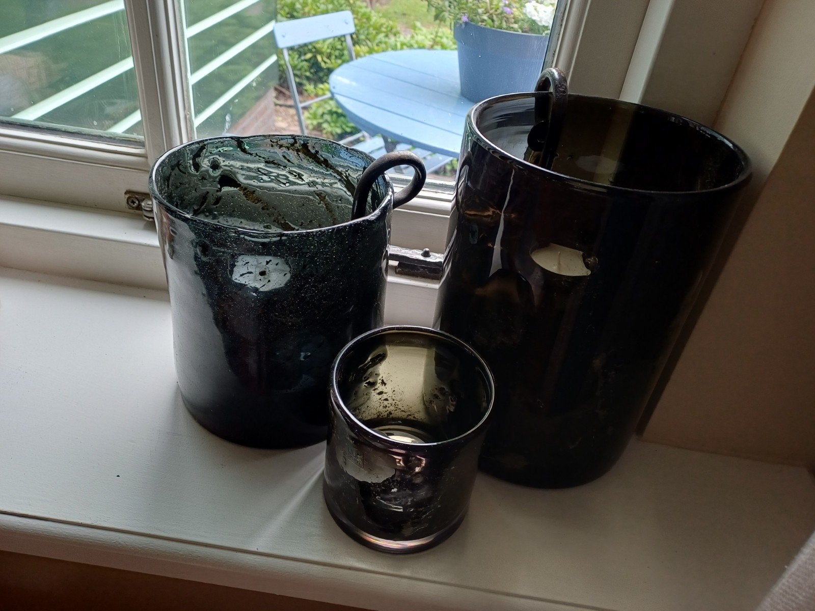 3 windlichten stoer en sober, Ophalen of Verzenden, Glas