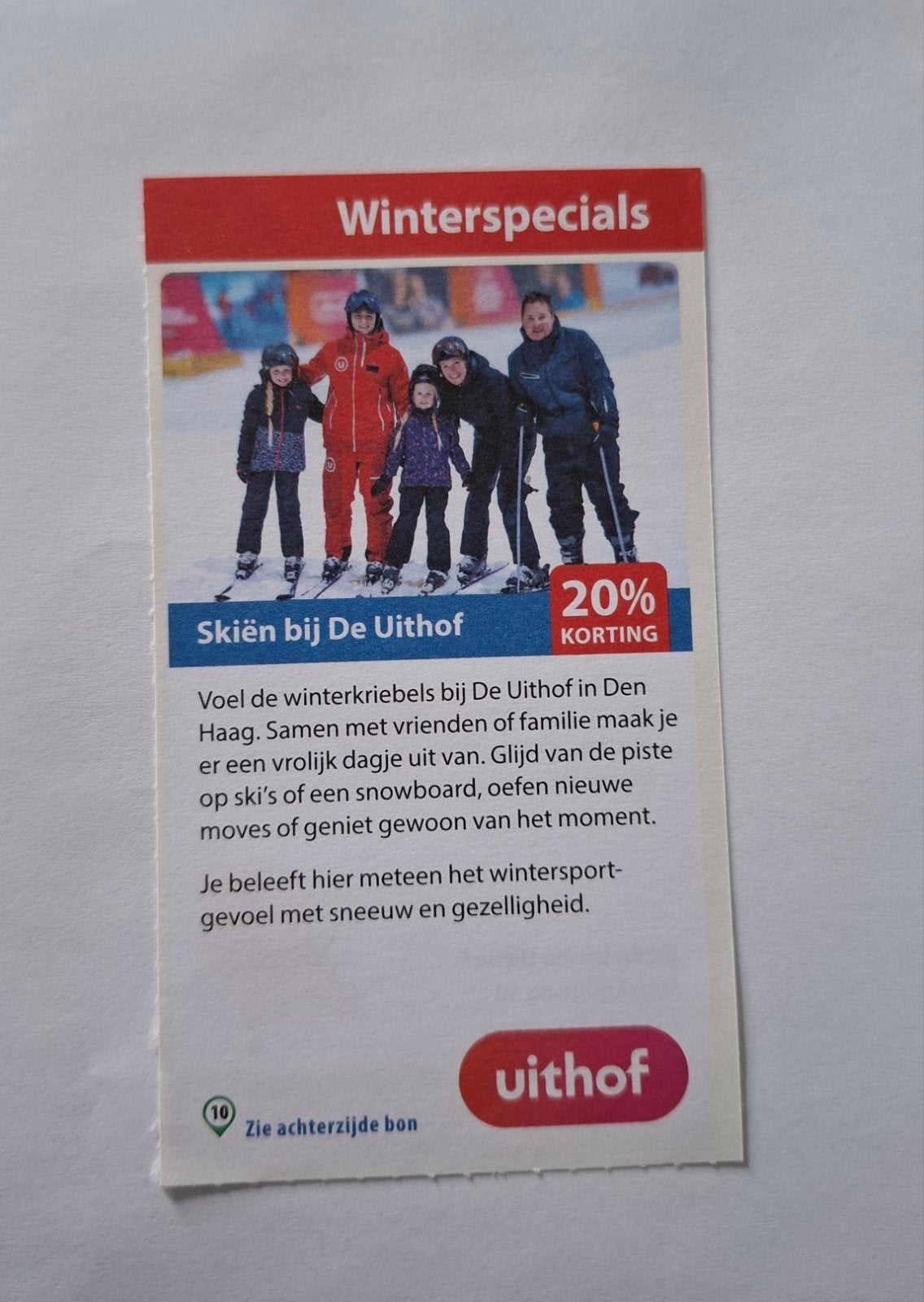 Kortingsbon Skiën bij De Uithof 20% korting, Kortingskaart