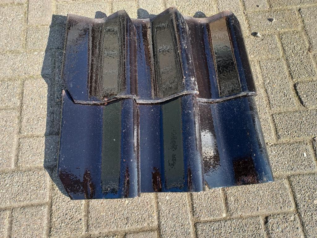 Replica oud Hollandse dakpan, zwart glazuur, Ophalen, Steen of Klei, Zwart, Nieuw