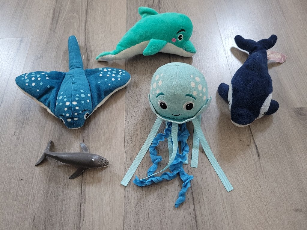 Knuffeltjes zeedieren dolfijn inktvis zee dierknuffel, Ophalen of Verzenden, Zo goed als nieuw, Overige typen