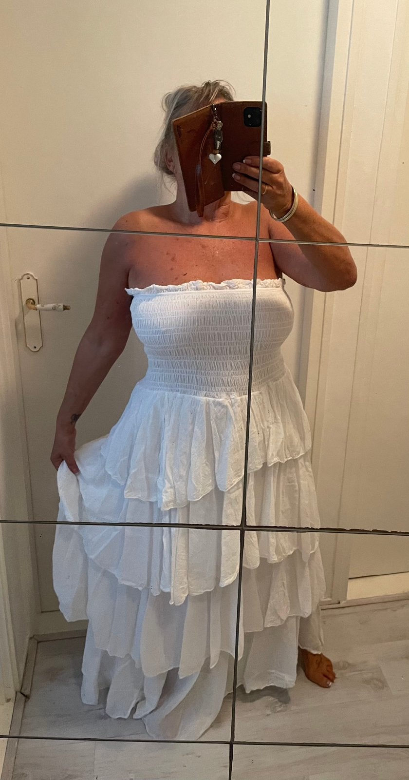 Nieuwe maxidress van Made in Italy. Boho style, Wit, Maat 42/44 (L), Nieuw, Ophalen of Verzenden