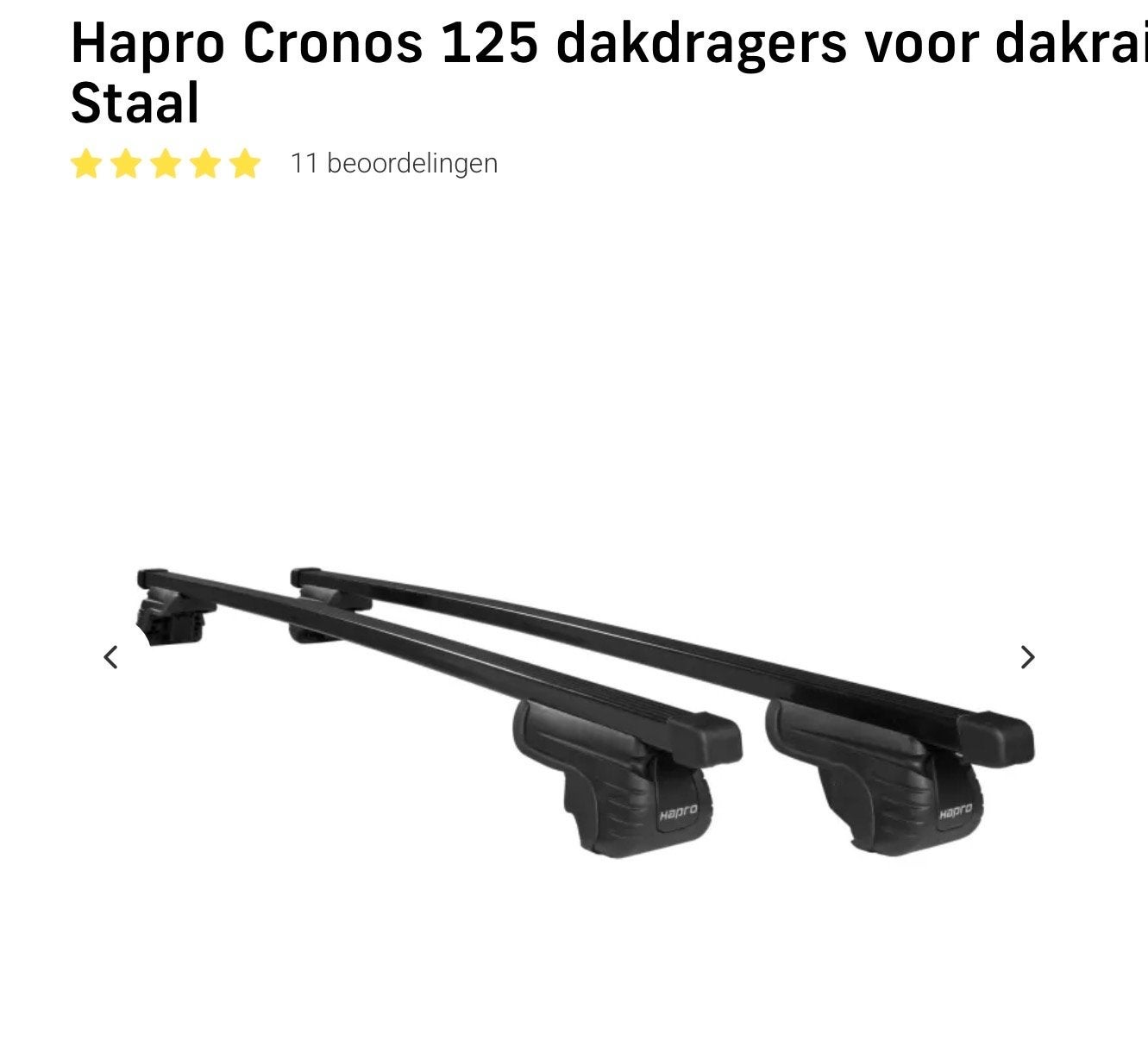 Hapro Cronos 125 dakdragers voor dakrails - Staal, Auto diversen, Ophalen of Verzenden, Gebruikt