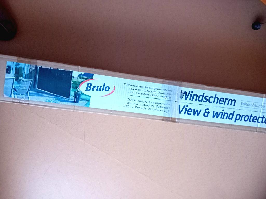 Brulo windscherm  180  x 300 cm grey non- transparant., Ophalen, Nieuw