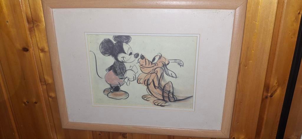 Mooie Oude Disney Sketches: Mickey & Pluto (1947 & 1948), Antiek en Kunst, Ophalen