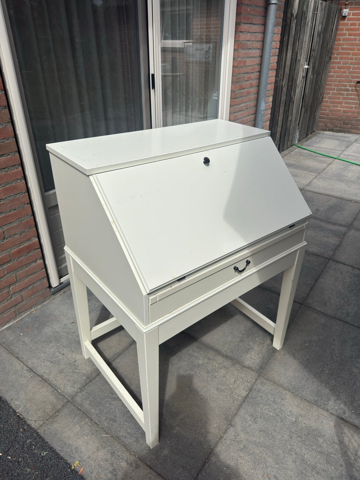 Witte Secretaire Bureau - Compact en Stijlvol, Ophalen, Opbergruimte, Gebruikt, Hout