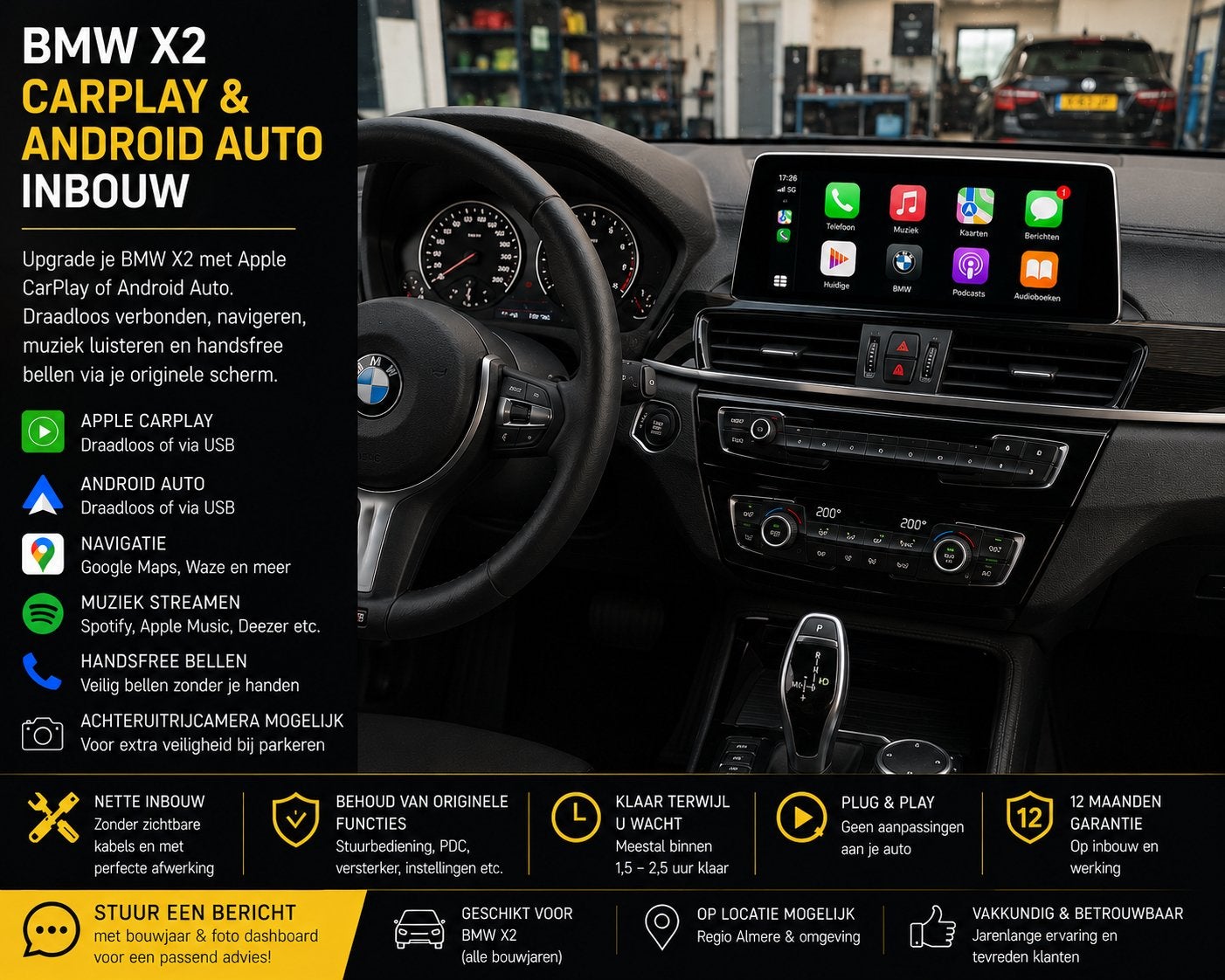 BMW X2 CarPlay & Android Auto Inbouw, Ophalen, Zo goed als nieuw