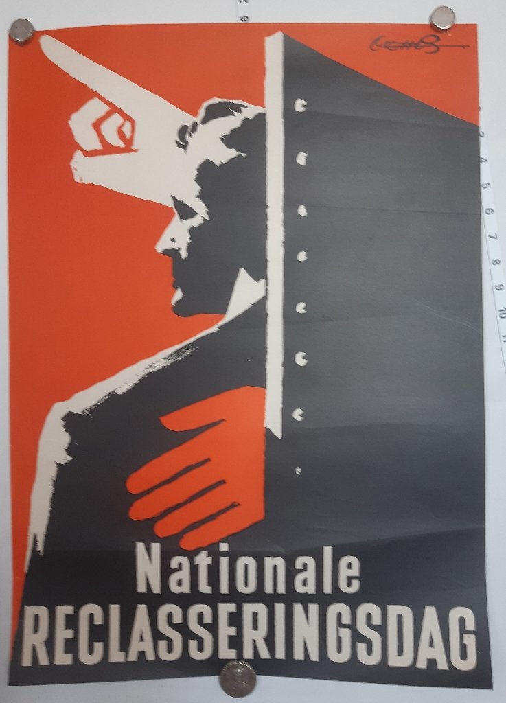 Originele poster Nationale Reclasseringsdag Frans Mettes, Verzenden, A1 t/m A3, Reclame, Rechthoekig Staand