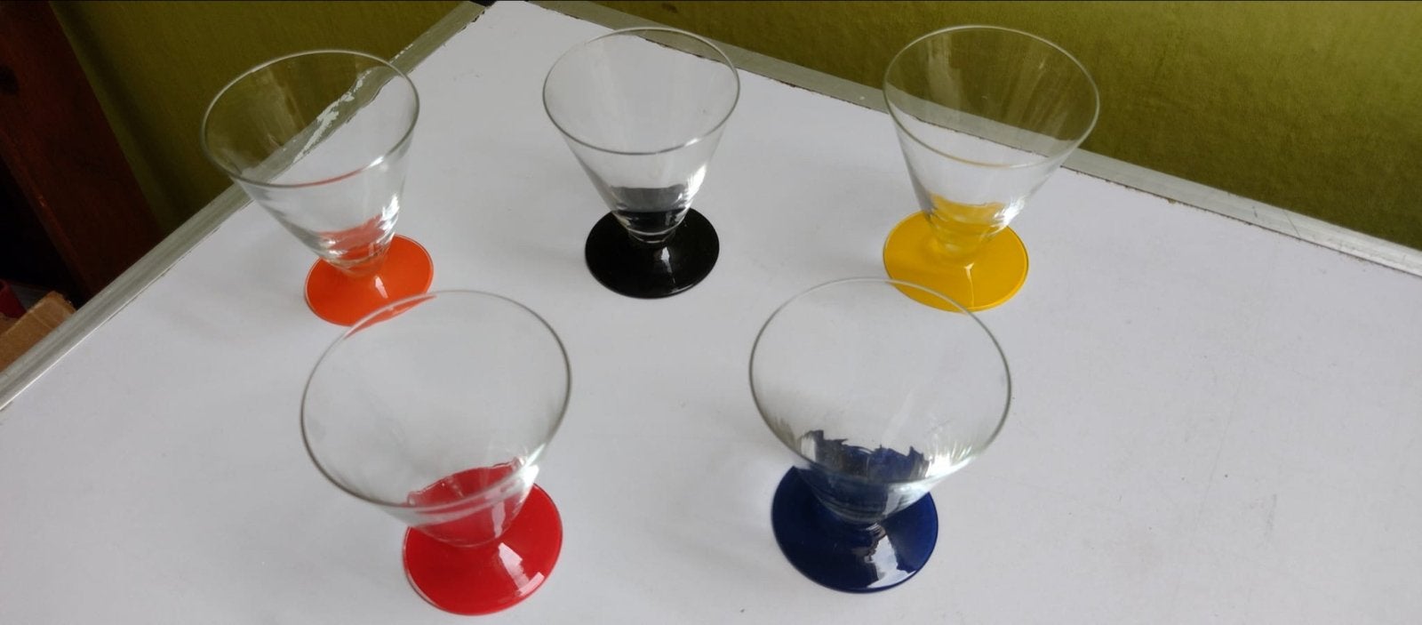 Set van 5 vintage ijscoupes met gekleurde voet 1935, Ophalen