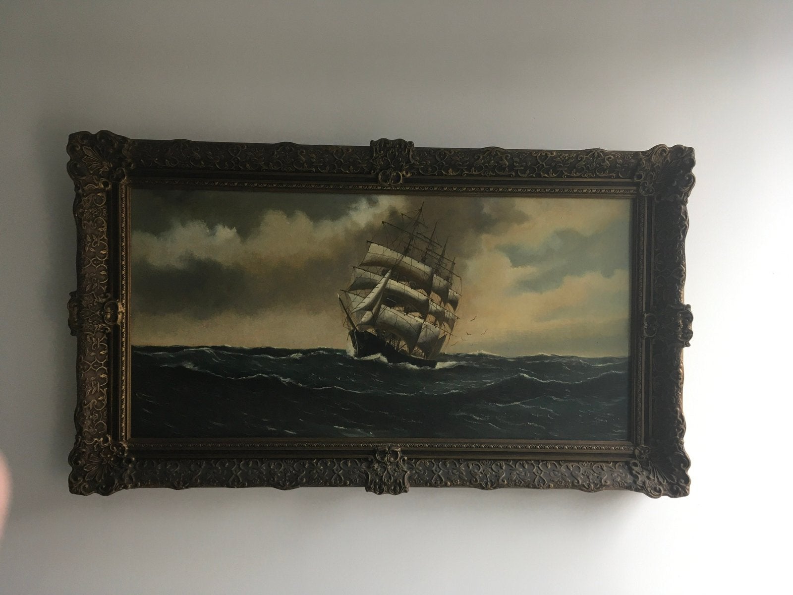 Prachtig schilderij van viermaster op volle zee,  a. 1950, Ophalen