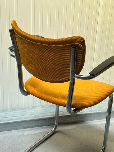 De Wit 3011 sledestoel vintage eetkamerstoel retro geel, Gebruikt, Overige kleuren, ., Overige materialen