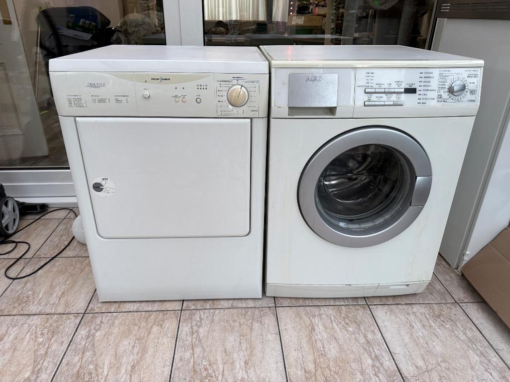 Oude AEG wasmachine en Marijnen droger, Ophalen, Gebruikt, Voorlader, 85 tot 90 cm