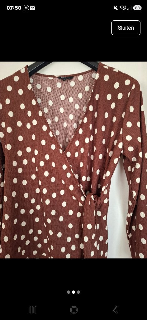 Polkadot blouse, Bruin, Maat 42/44 (L), Ophalen of Verzenden, Zo goed als nieuw