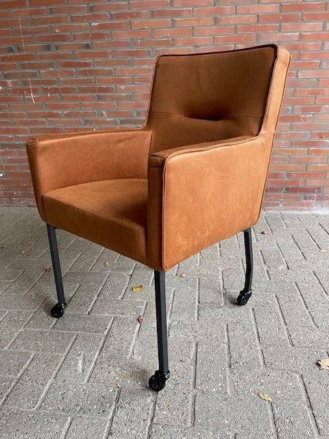 Eetkamerstoel Eco leer kleur Cognac op wielen voorraad Actie, Overige kleuren, Nieuw, Ophalen of Verzenden, Stoelen in Eco leer Cognac op wielen extra actie voorraad