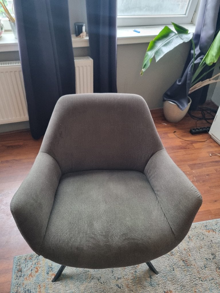 Corduroy loungestoel, donkergroen, Huis en Inrichting, Gebruikt, Overige kleuren, Ophalen of Verzenden, Metaal