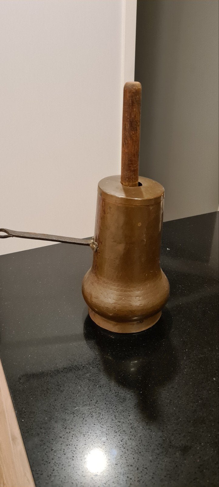Antieke Koperen Boterkarner met Houten Stamper, Ophalen of Verzenden