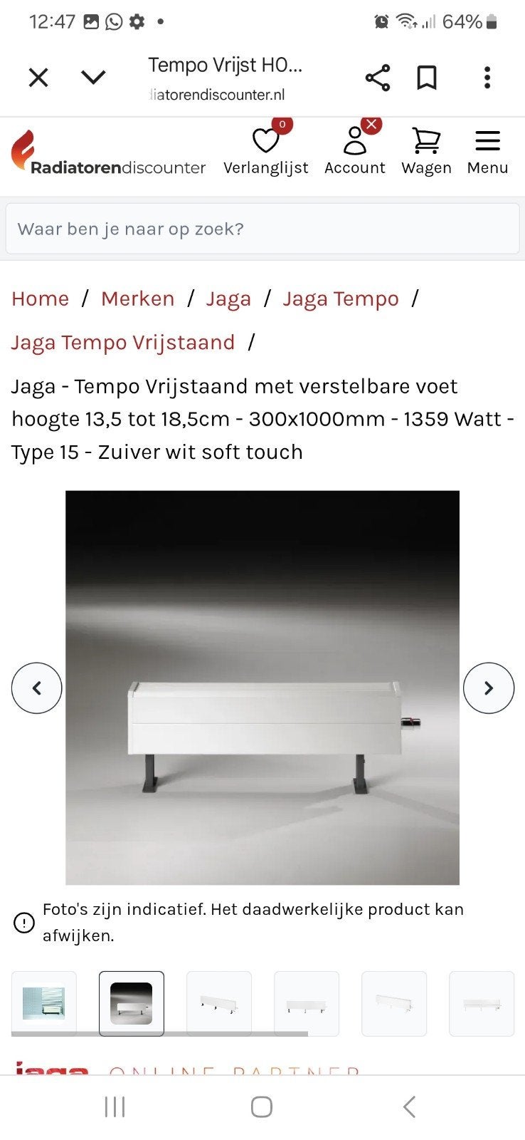 4 stuks jaga Tempo Vrijstaand Radiator 300x1000mm 1359 Watt, Ophalen, 30 tot 80 cm, Radiator, Nieuw