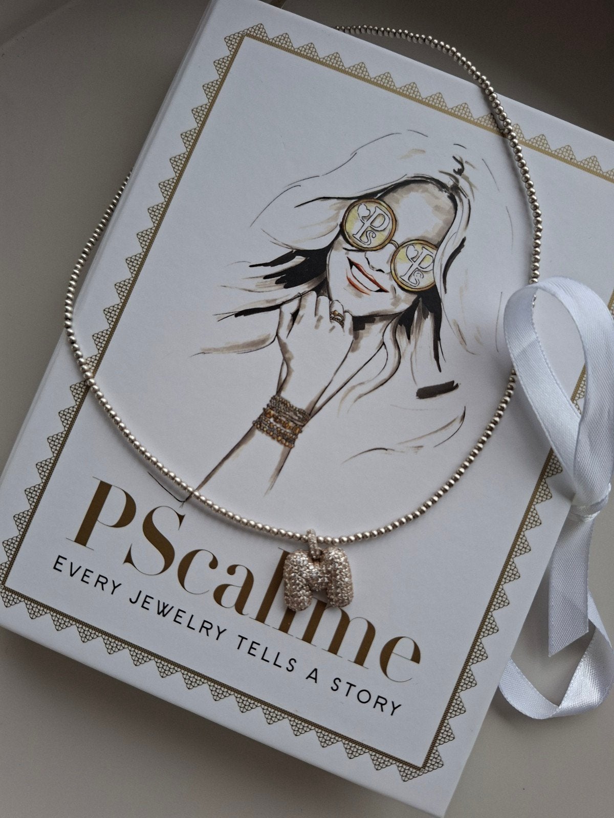 PSCallme Ketting met letter M hanger - Zilverkleurig, Met hanger, Ophalen of Verzenden, Zo goed als nieuw, Zilver