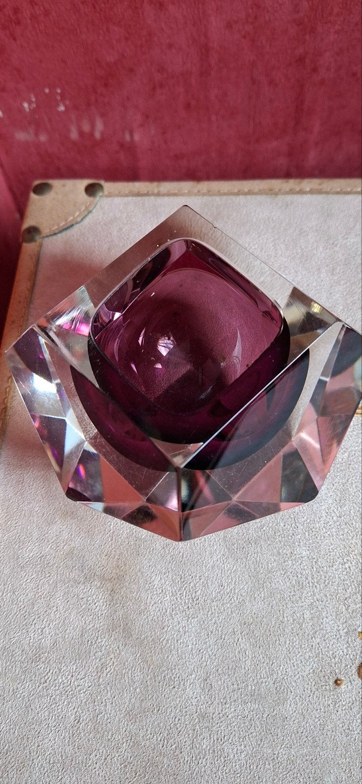 Murano  Kristalglas jaren 60 diamant gefaceteerd bowl, Antiek en Kunst, Ophalen of Verzenden