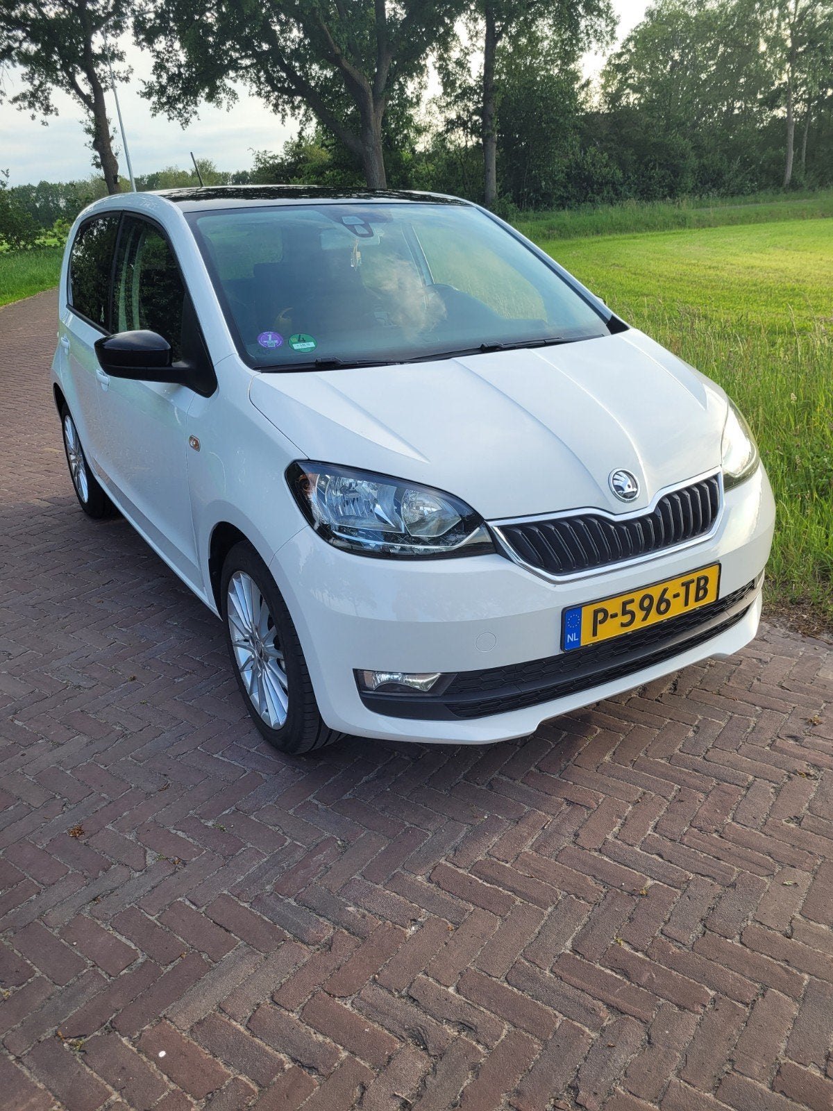 Skoda Citigo 1.0 CNG 68pk Greentech 5D 2019 Wit, Auto's, Voorwielaandrijving, Stof, 37 €/maand, 4 cilinders