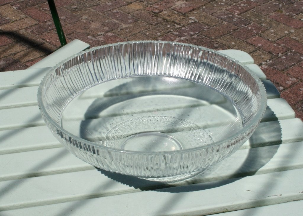 Prachtige grote glazen schaal, Ophalen, Gebruikt, Schaal, Rond