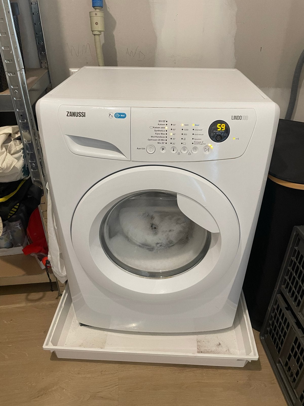 Zanussi Lindo 100 Wasmachine 7kg, Ophalen, Zo goed als nieuw, Voorlader, Kort programma