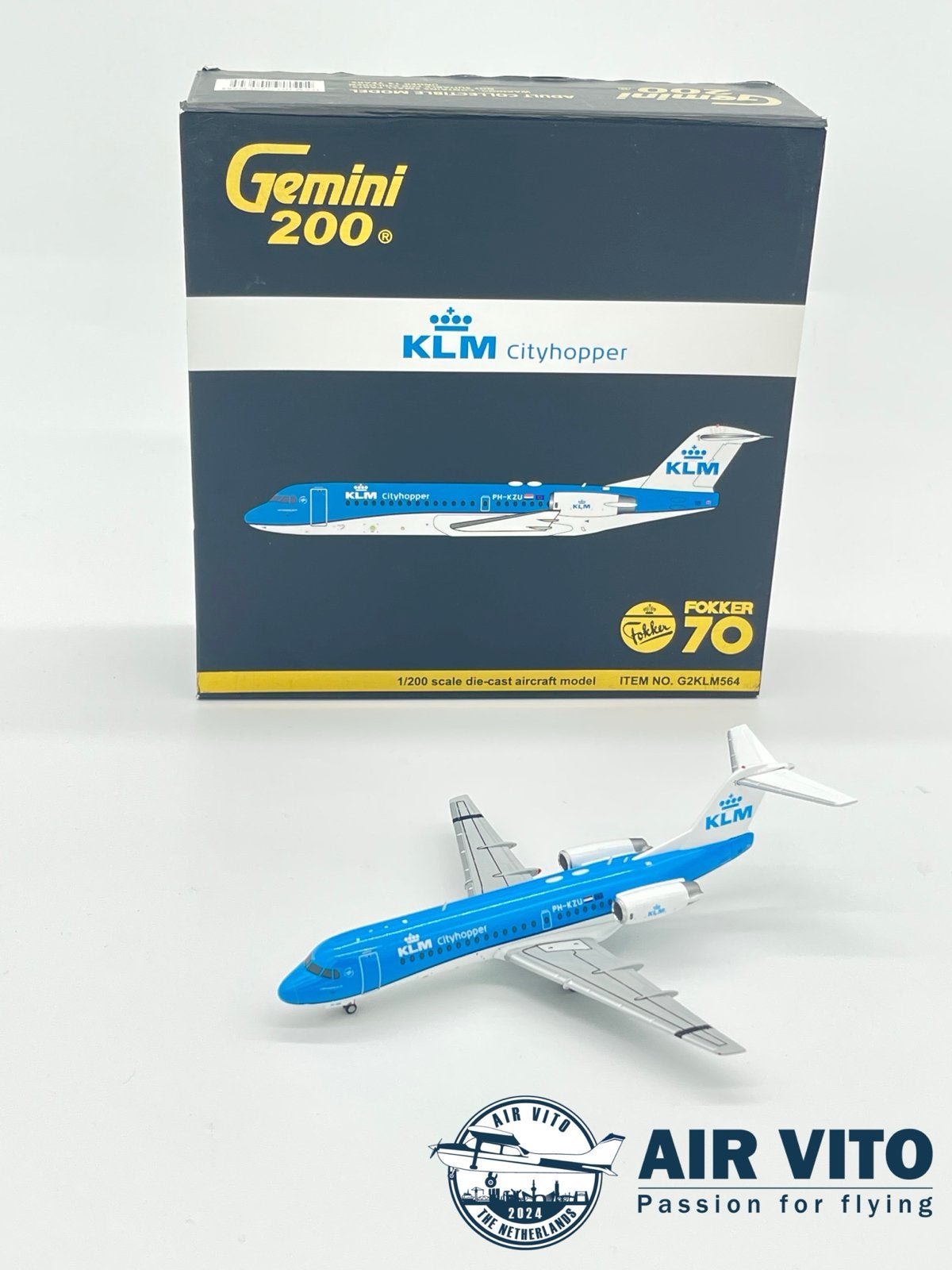 Gemini200 KLM Cityhopper Fokker 70 PH-KZU Schaal 1:200, Verzamelen, 2992jb, Schaalmodel, Ophalen of Verzenden, Operations@airvito.com