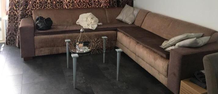 Moet weg!bankstel 30 euro velours bruin/zalm bijna gratis, Huis en Inrichting, 250 tot 300 cm, Gebruikt, 75 tot 100 cm, Ophalen of Verzenden