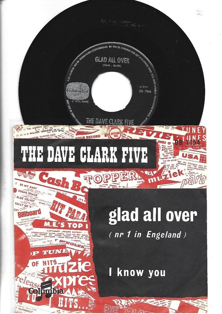 THE DAVE CLARK FIVE SINGLE 7" GLAD ALL OVER 1963, Cd's en Dvd's, 7 inch, Ophalen of Verzenden, Pop, Overige typen