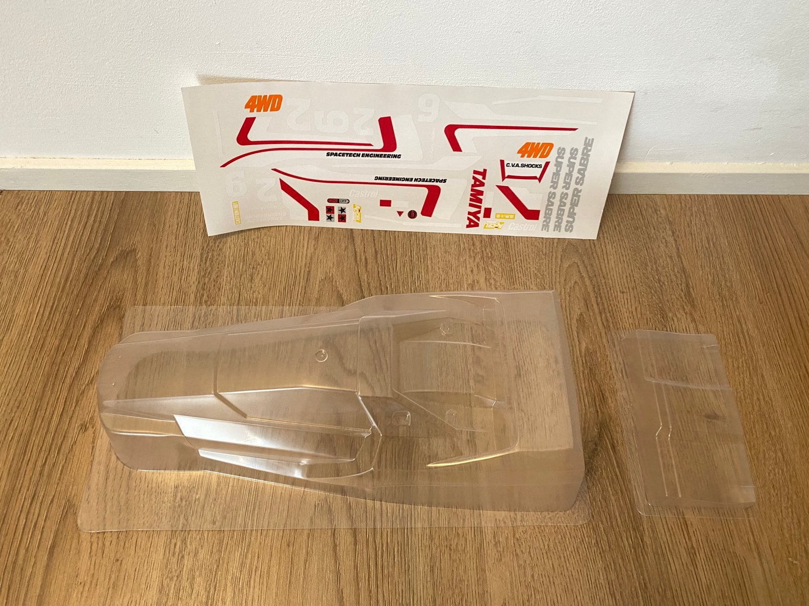 Originele Tamiya Super Sabre body + MCI decals, Elektro, Verzenden, Auto offroad, Nieuw