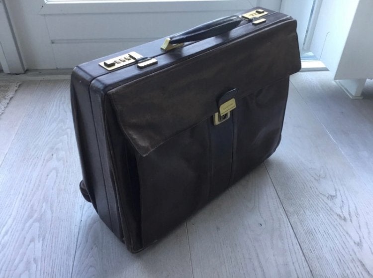 Leren Aktetas met Cijferslot - Bruin Claudio Ferrici, 50 tot 60 cm, Slot, Leer, Ophalen of Verzenden