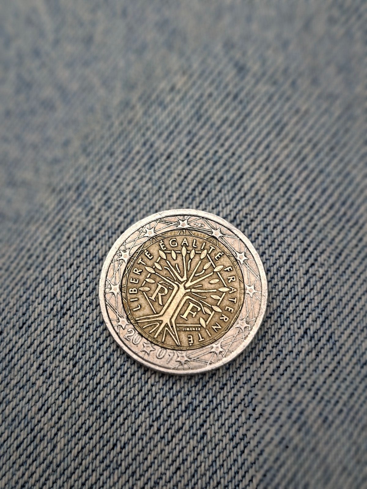 2 Euro munt, frankrijk, 2001, liberté égalité fraternité, Postzegels en Munten, Munten | Europa | Euromunten, Ophalen of Verzenden