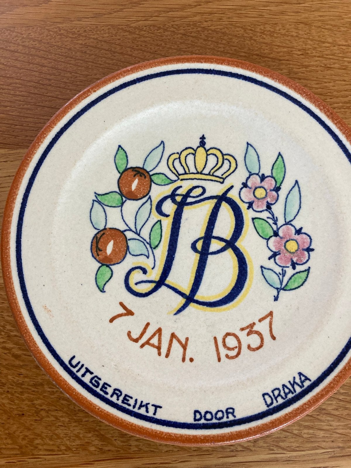 Gedenkbord Juliana en Bernhard 1937 - Goedewaagen Draka, Antiek en Kunst, Antiek | Wandborden en Tegels, Ophalen of Verzenden