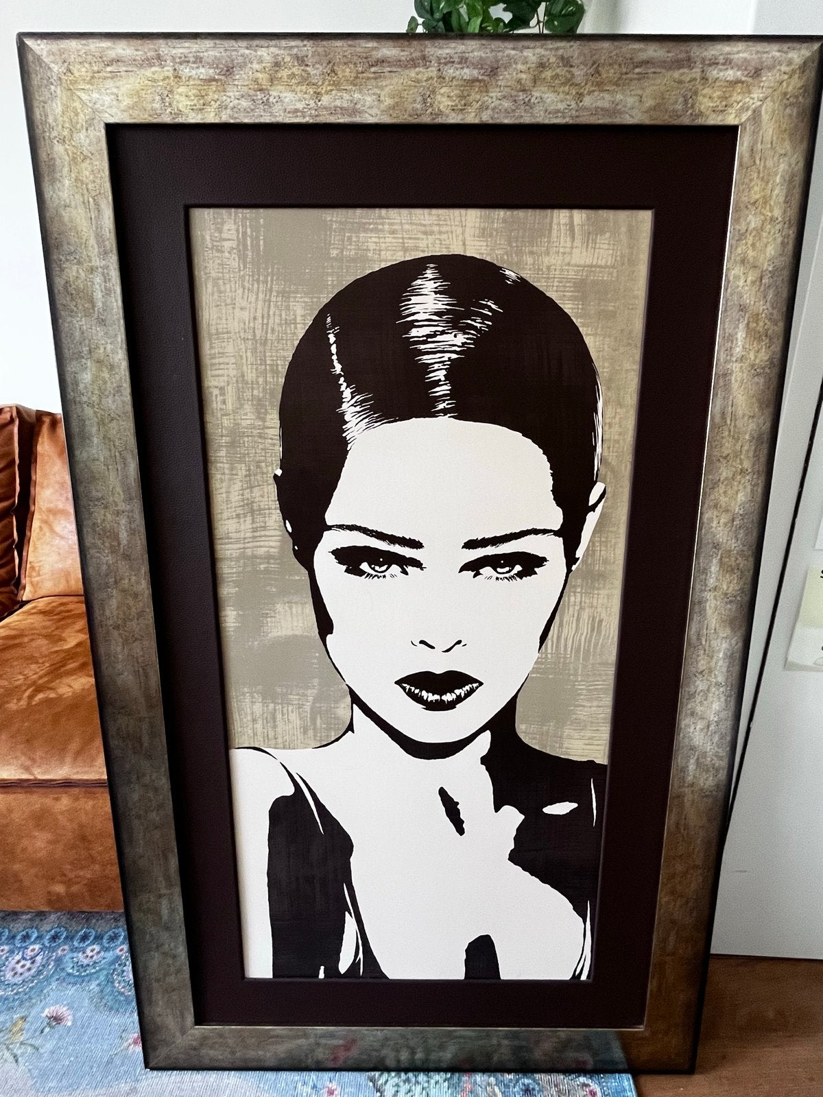 Groot ingelijst kunstwerk: Vrouwelijk Portret 130x80cm, Ophalen