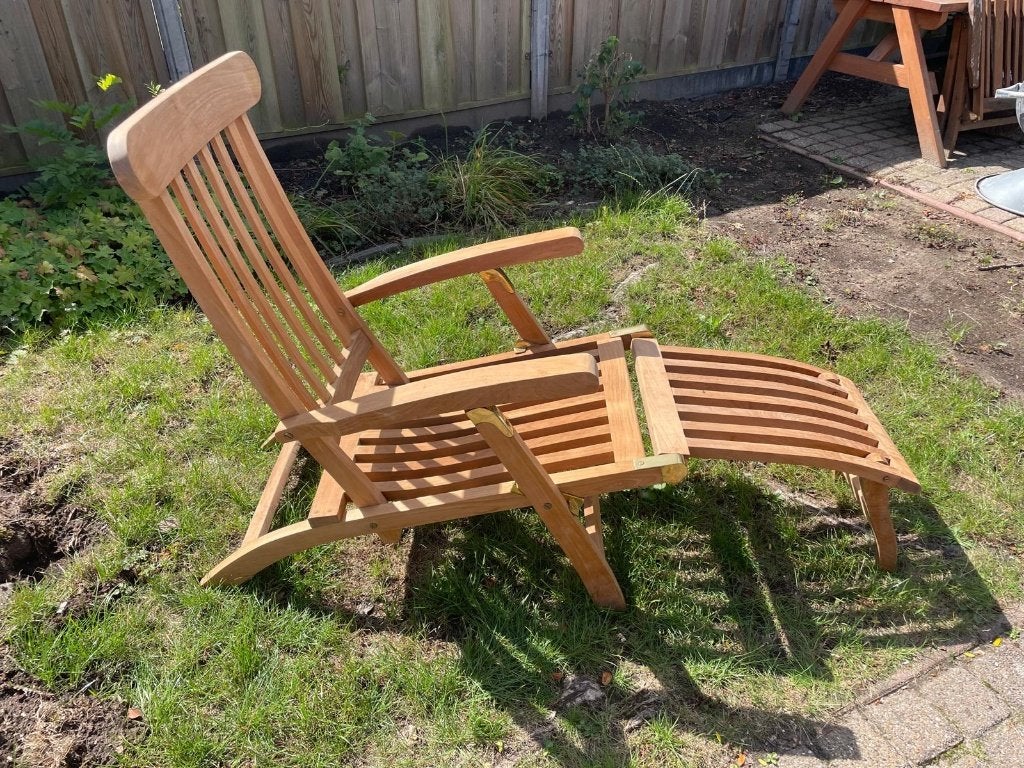Barlow Tyrie Teakhouten ligstoel, Tuin en Terras, Ophalen, Zo goed als nieuw, Teakhout, Inklapbaar