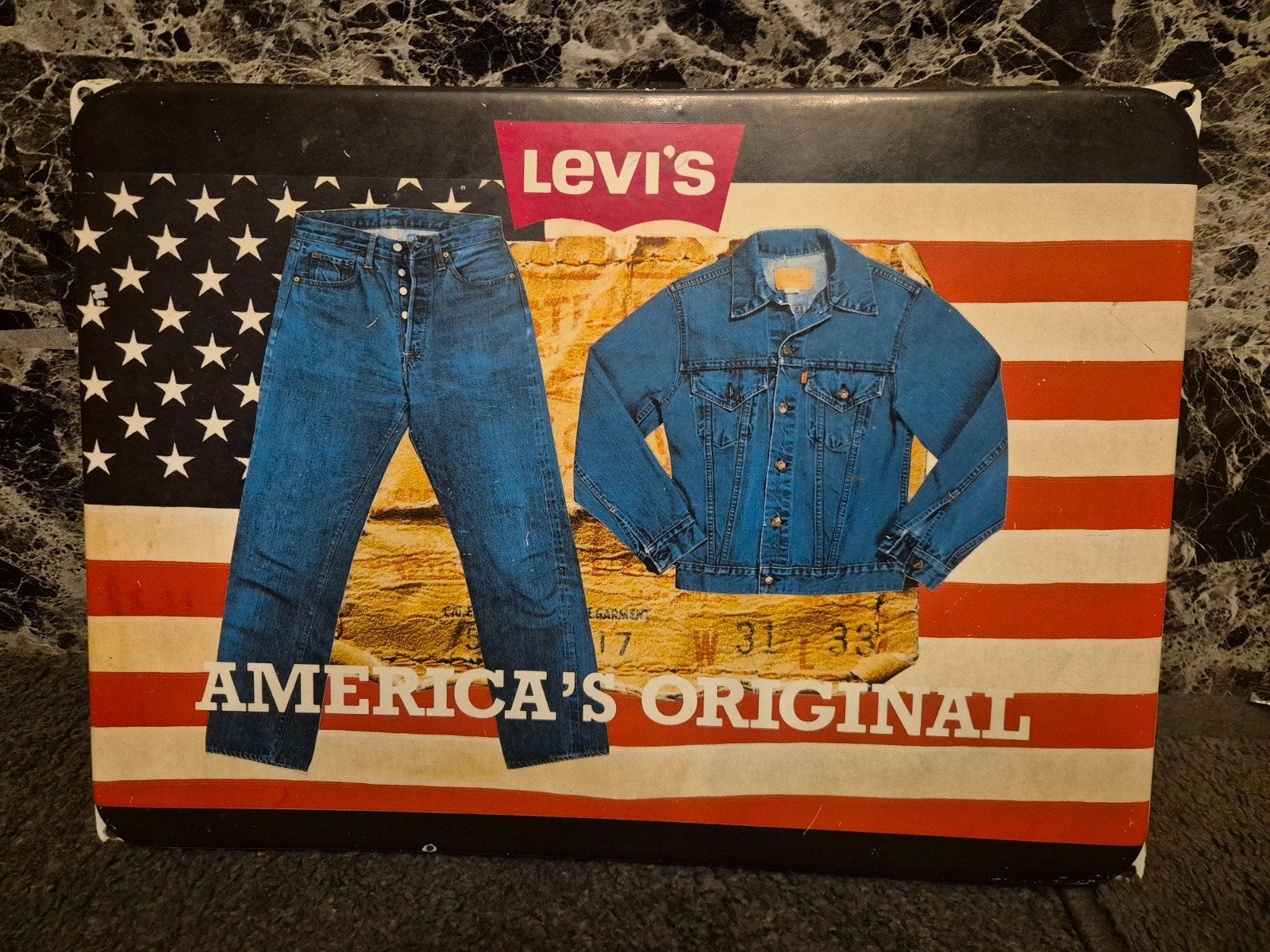 Vintage Levi's America's Original metalen bord, Ophalen of Verzenden