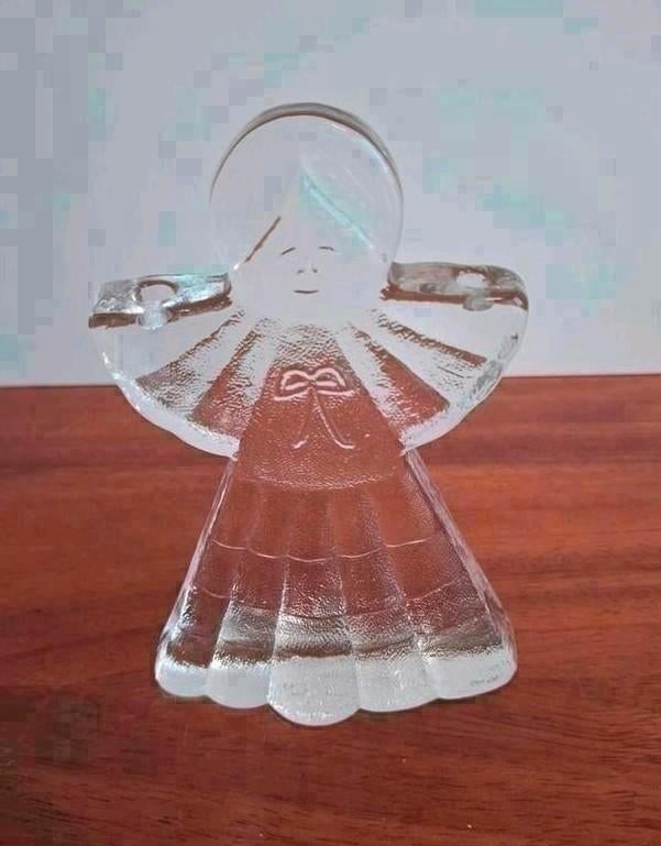 Vintage kandelaar ijsglas engel, Ophalen of Verzenden