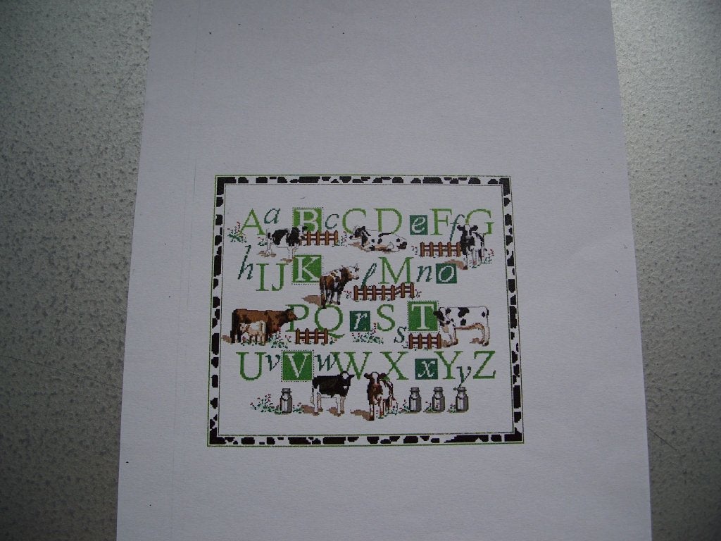 borduurpatroon koeien abc, Verzenden, Zo goed als nieuw, Handborduren, Patroon